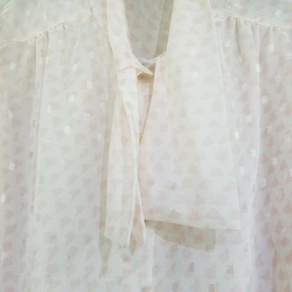 Women Blouse Tie Neck Button Long Puff Sleeve Vintage Ms Russ No Size Tag Union - Picture 6 of 12